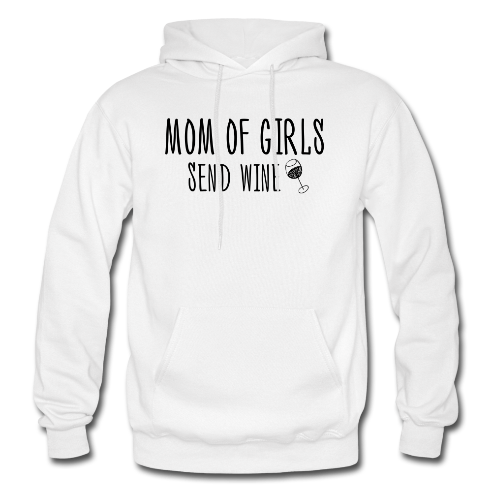 Mom of Girls Send Wine Hoodie - White - white