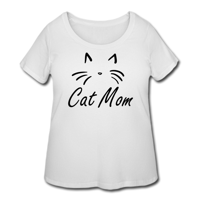 Cat Mom T-Shirt (Curvy) - White - white