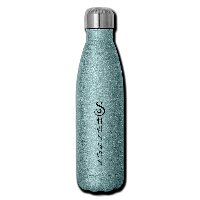 Insulated Stainless Steel Water Bottle Personalized - turquoise glitter